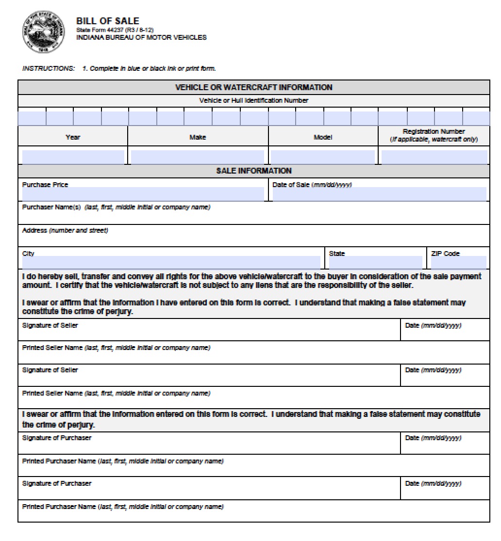 Indiana Vehicle Inspection Form 39530