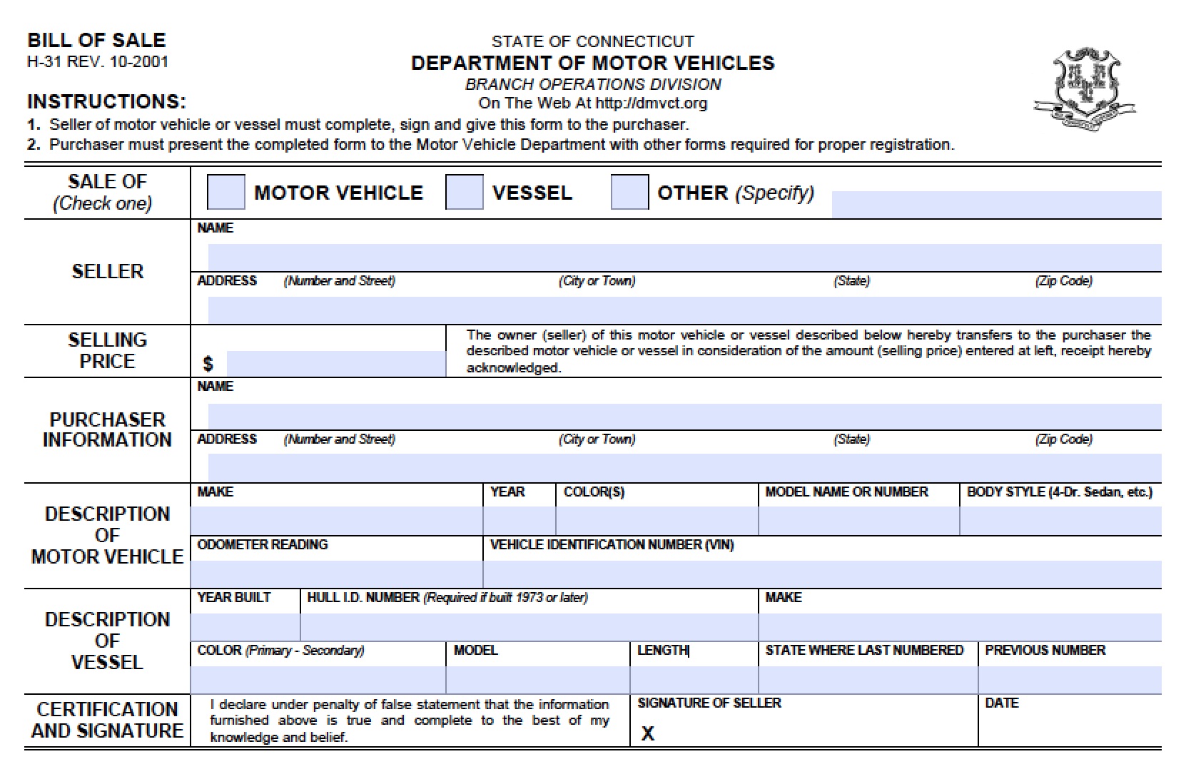 free-connecticut-dmv-vehicle-boat-bill-of-sale-h-31-form-pdf-word-doc