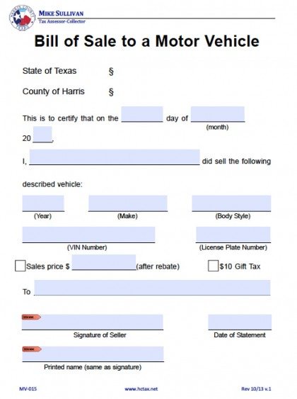 Free Texas Motor Vehicle Bill Of Sale Form Pdf Eforms Free My Xxx Hot Girl 9499