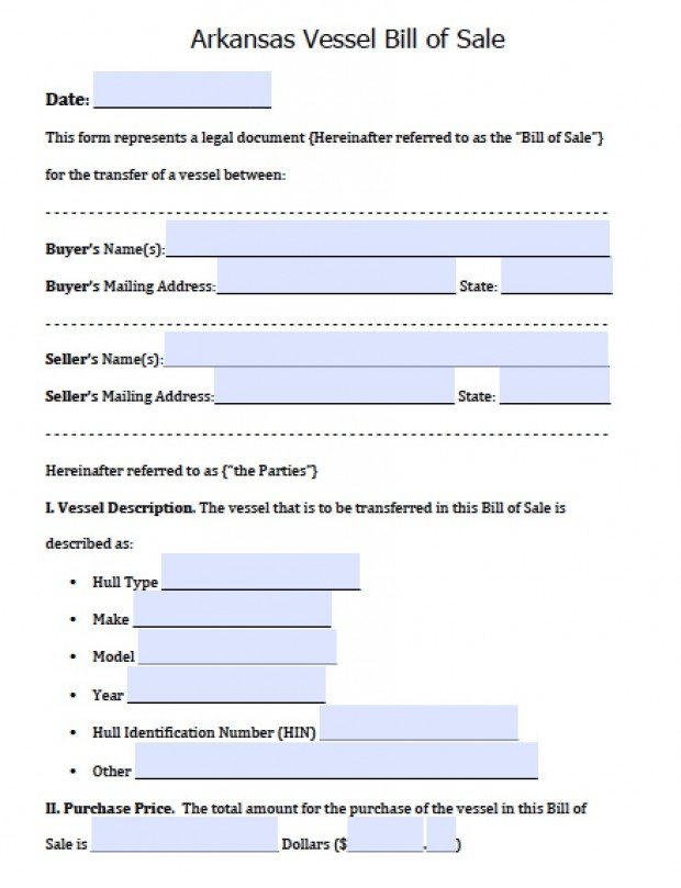 Vessel Bill of Sale