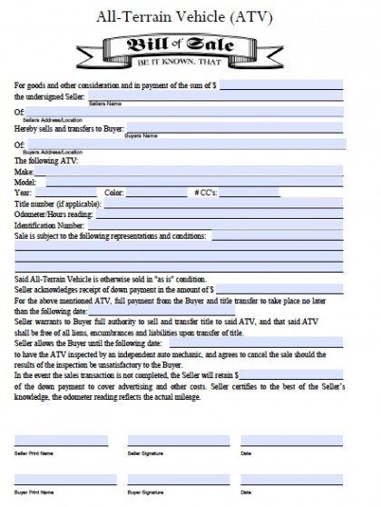Free Bill of Sale Forms  PDF  Word (.doc)