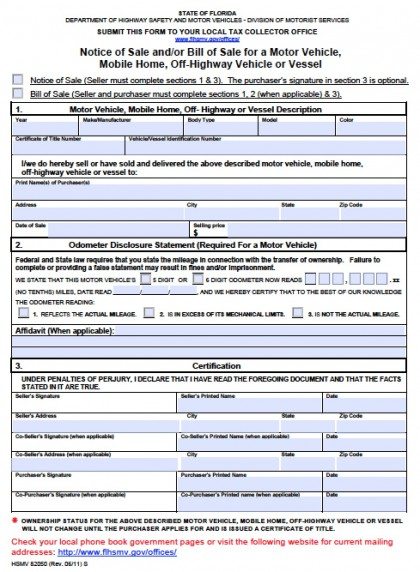 bill of sale florida