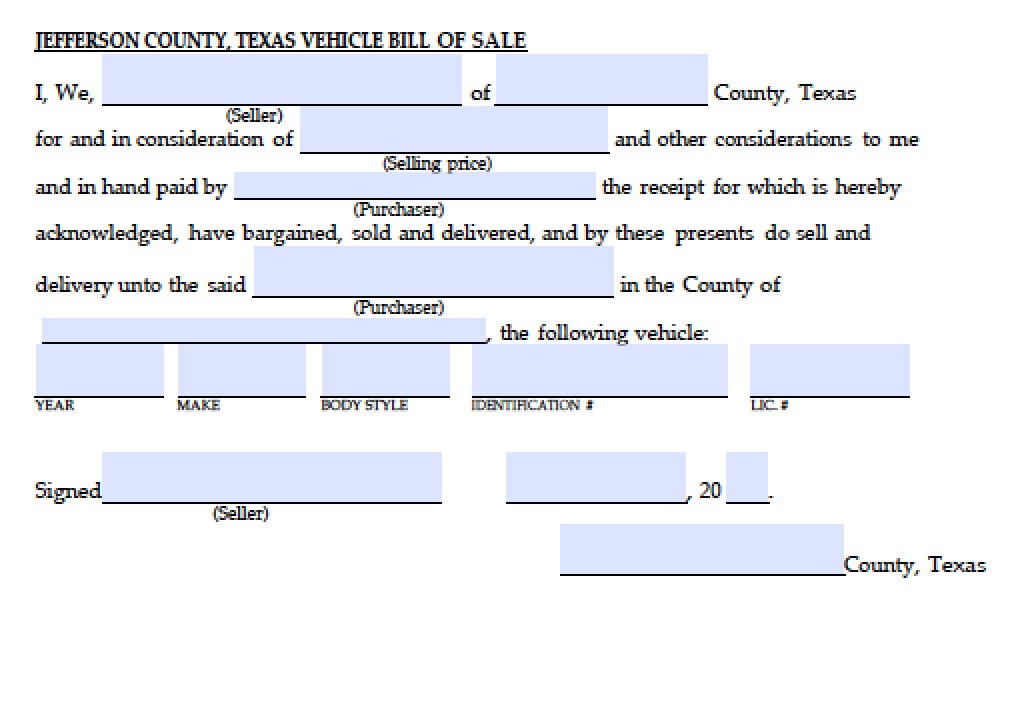 Free Texas Motor Vehicle Bill Of Sale Form Pdf Word Doc Free Texas 