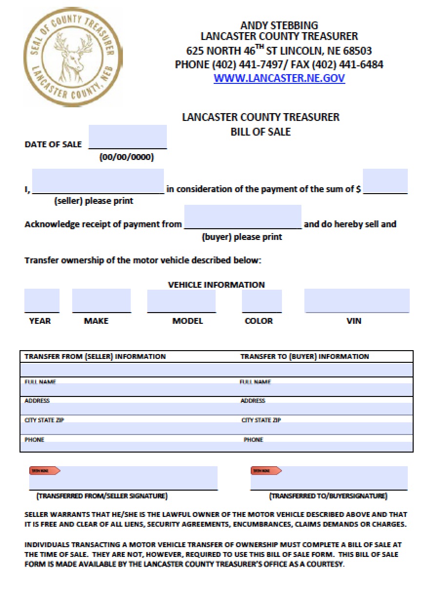 free-lancaster-county-nebraska-vehicle-bill-of-sale-form-pdf-word