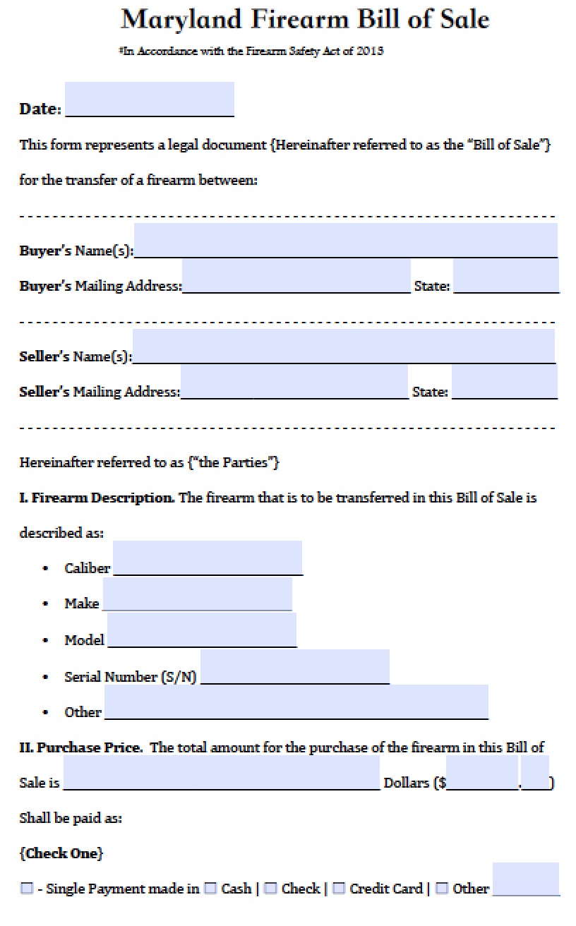 notarized bill of sale maryland