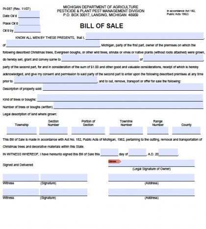 Plant Bill of Sale