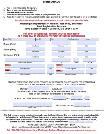 Free Mississippi Boat Bill of Sale Form | PDF | Word (.doc)