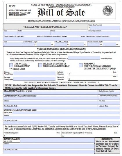 Bill of Sale Forms