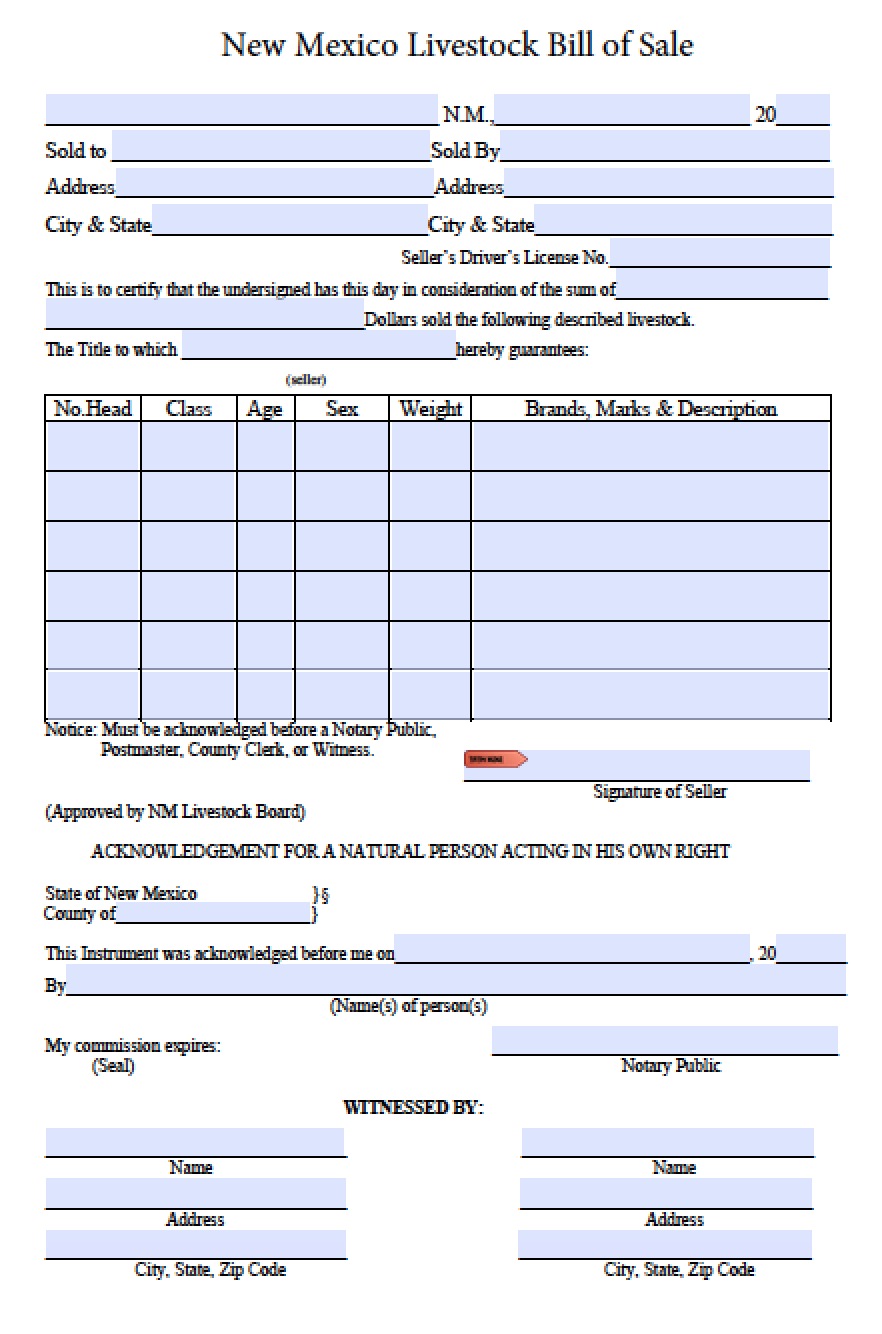 bill livestock mexico nm pdf form downloads