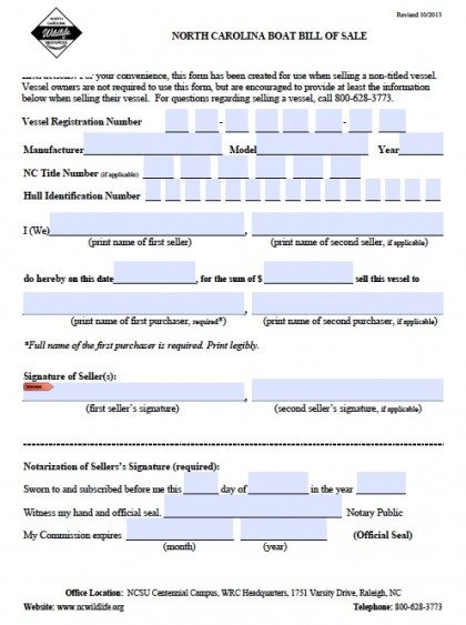 Free North Carolina Boat Bill of Sale Form | PDF | Word (.doc)